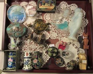 Nice smalls, including Sabino Glass, Enameled Brass Cloisonne, more