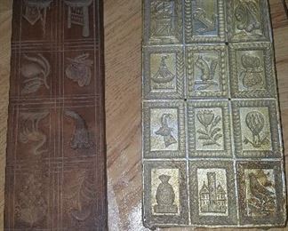 56. VINTAGE WOODEN MOLDS FIRST ONE IS ALL WOOD AND SECOND ONE IS WOOD WITH METAL ON TOP  $30