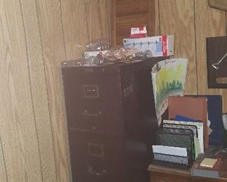 114. OLD HEAVY METAL FILE CABINET $20