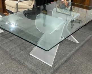 Frosted Lucite Base Dining Room Table