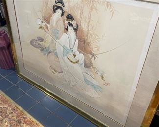 Large Framed Numbered Signed Asian Artwork
