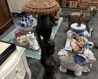 Carved Figure Accent Table