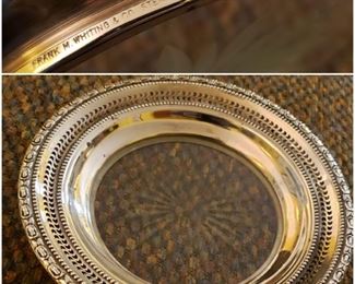 Antique Frank M. Whiting & Co. "Talisman Rose" 6.5" Sterling Silver & Crystal Serving Dish