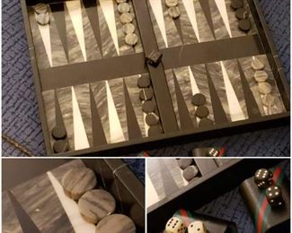 Rare Vintage Italian Handcrafted Heavy Marble Backgammon Set, Circa 1960s