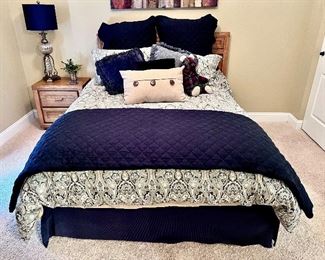 Pottery Barn Bedding Set, Bedroom Set, Headboard, Mattress,  Box Spring and Frame, Nightstand, and Chest of Drawers with Bookcase