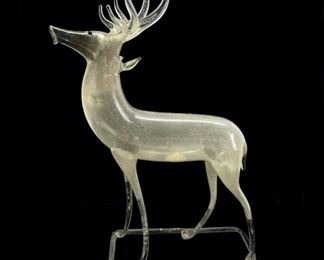 Antique Mercury Glass Reindeer Christmas Figurine 