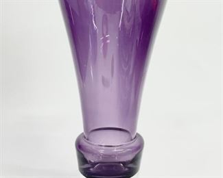 Vintage 11.75" Tall Scandinavian Purple MCM Mid Century Modern Art Glass Vase 