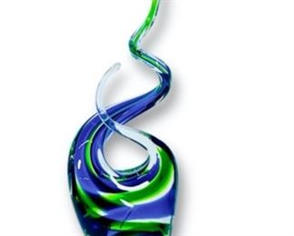 Badash Ocean Blue/Green Murano-Style Art Glass 14" Centerpiece
