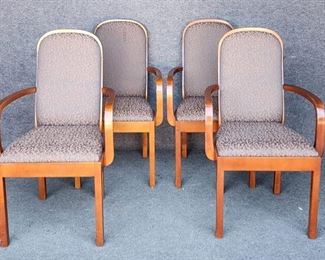 4 Nienkamper Decco Arm Chairs Wood With Upholstered Fabric