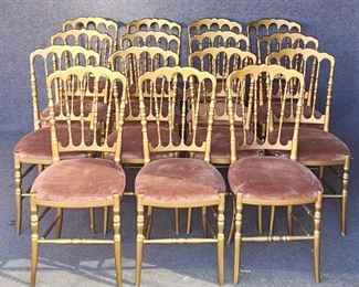 Fifteen Vintage Italian Chiavari Style Dining Chairs Giltwood Hollywood Regency Style 