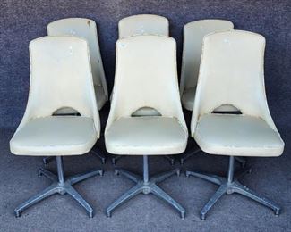 6 Brody MCM Vinyl Swivel Chairs with Chrome Base Mid Century Modern
