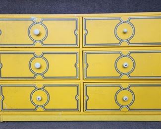 Vintage Drexel Yellow 6 drawer chest dresser hollywood regency mcm style