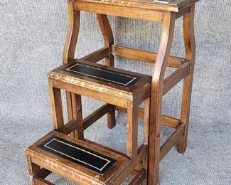 Folding Library Steps Leather Top