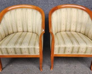 2 Vintage Biedermeier Style Barrel Back Lounge chairs 