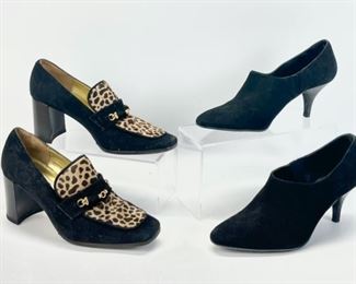Vintage Saks Fifth Avenue & Delmar Black Cheetah Print Heeled Booties Size 5.5 & 6
