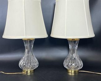 PAIR OF FINE WATERFORD CRYSTAL TABLE LAMPS ON BRASS 