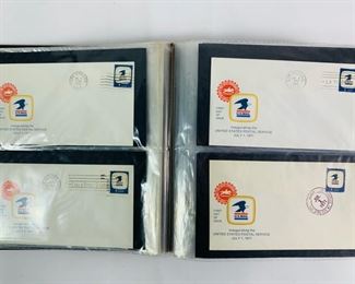 Vintage Tipex Cover Album Full of 1971 First Day of Issue US Mail Envelopes with Stamps Inaugurating The UNITED STATES POSTAL SERVICE -