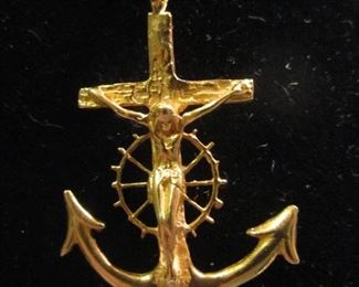Gold anchor cross