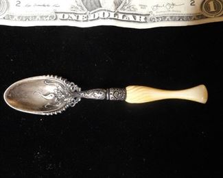 EXTREMELY RARE! WHITING MFG CO, sterling 1890 issue, pattern  #2888 named "IVORY", 4-3/8" demitasse spoon, no monogram