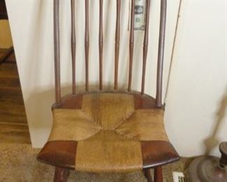 Antique walnut chair with original rushing seat