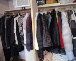 Tons of ladies jackets including North Face (several)