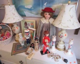 Dolls, vintage lamps and more