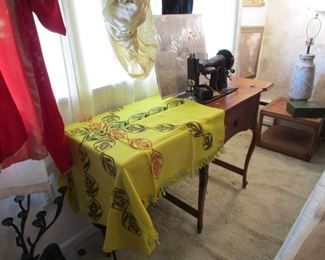 Antique sewing machine & cabinet