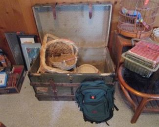 Antique trunk and baskets