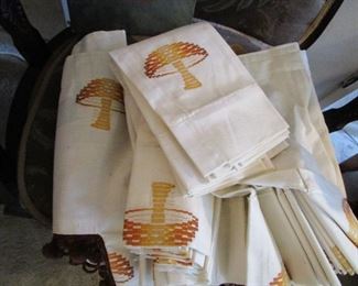Mid Century mushroom linens