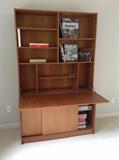Large teak cabinet with drop front & sliding doors at bottom