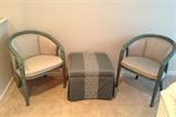 All by Bernhardt - pair of green chairs & (one of) a pair of green ottomans