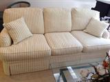 Bernhardt 87" sofa - white & tan with pale green accents