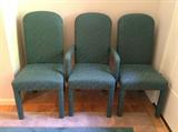 Part of set of 8 custom upholstered dining chairs from Greenbaum's (6 side chairs & 2 with arms)