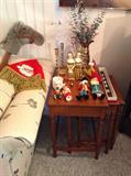 Set of maple nesting table & just a small part of Xmas decorations we have for sale....