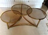 Brass & glass 3-tier coffee table - lower tiers are moveable