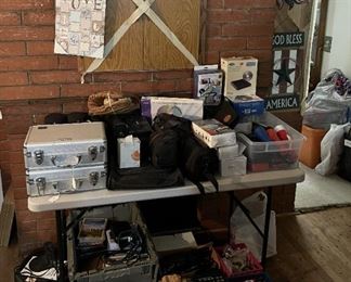 This table hosts a collection of smaller items.