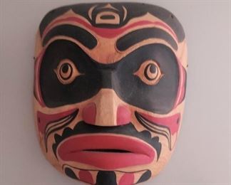 Northwest Indian carved tribal mask 