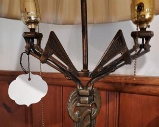 Detail, Antique Art Deco cast iron floor lamp