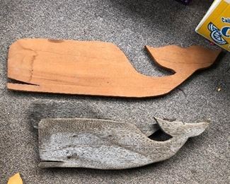 Hand cut wood whales