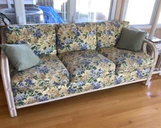 Terrific bamboo sofa with pads and pillows.  measures 76” long x 37” d x 31” h.  Has always been indoors.  No pets or smoking or small children.  Presale available at $175.