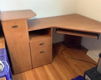 Corner desk unit with file drawer, storage cabinet and pull out keyboard ..$48