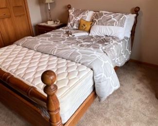 Full Oak bed frame, full mattress set