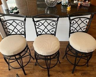 Kitchen / Breakfast Bar Wrought Iron and Upholstered Stools (HEAVY) 