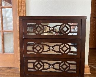 3 Drawer Mirror Accent Table 