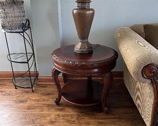 Small Wood End Table and Living Room Decor 