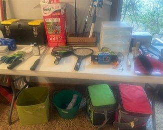 misc. garage, pickle ball, toolbox etc