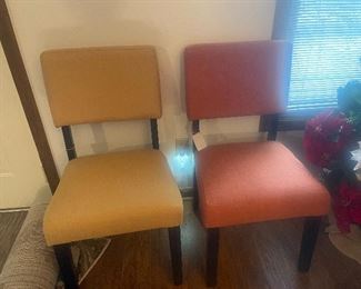 2 side chairs, these were covered to go w/the dining room table but will sell separately