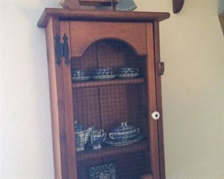 Farmhouse Curio Hanging Cabinet And Contents