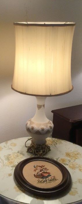 Vintage Lamp And Cute Cross Stitch