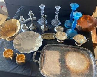 Vintage Trays, Dishes, Candlesticks, And More